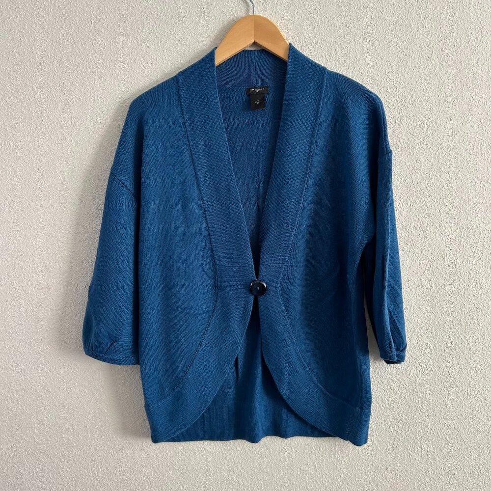 Blue Medium  Ann Taylor One-Button Cardigan